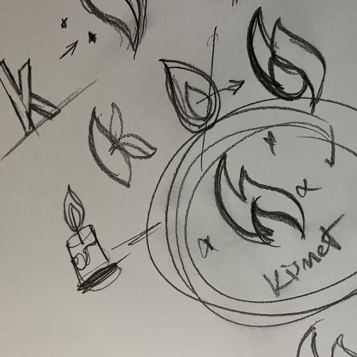 Concept Sketch of Kismet Candles Logo