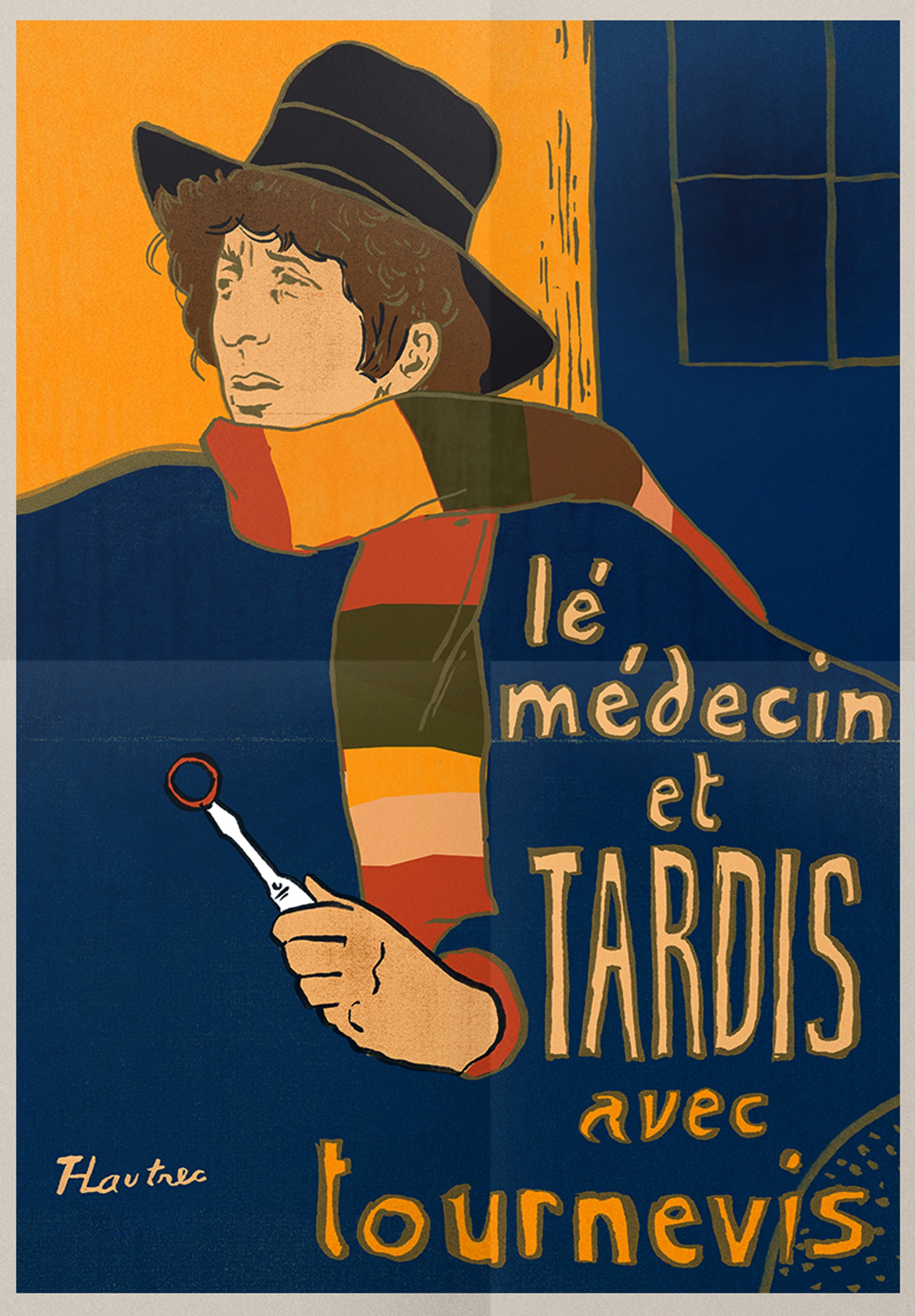 Illustration of Fourth Doctor as Illustrated by Toulouse-Lautrec