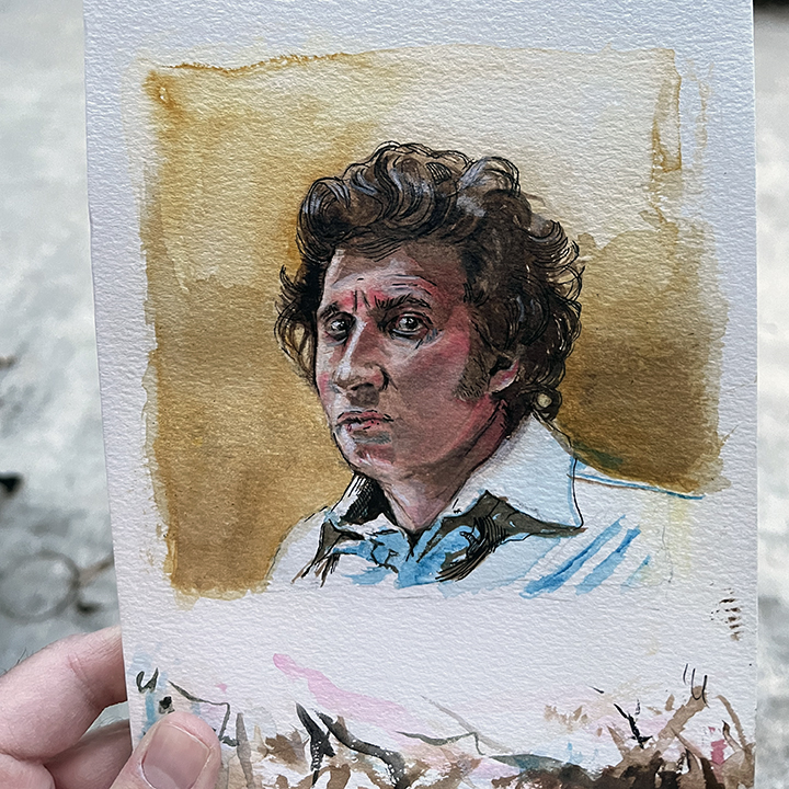 Tom Baker Illustration with Watercolor